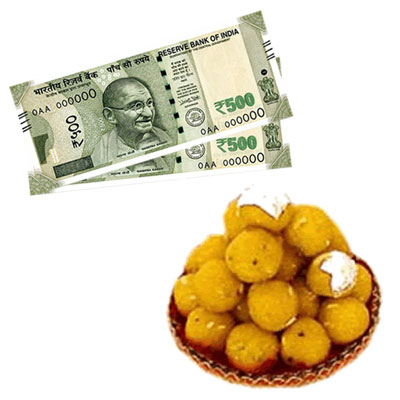 "Cash - Rs. 1001 , 500gms of Laddu sweet - Click here to View more details about this Product